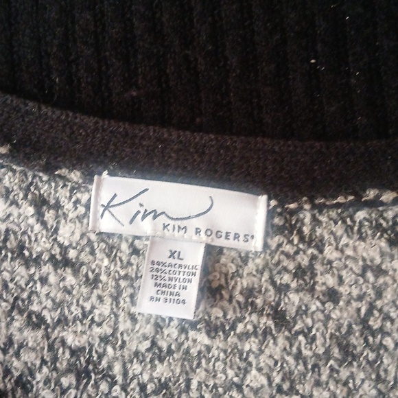 Kim Rogers Black and White Textured Open Cardigan - Picture 4 of 4